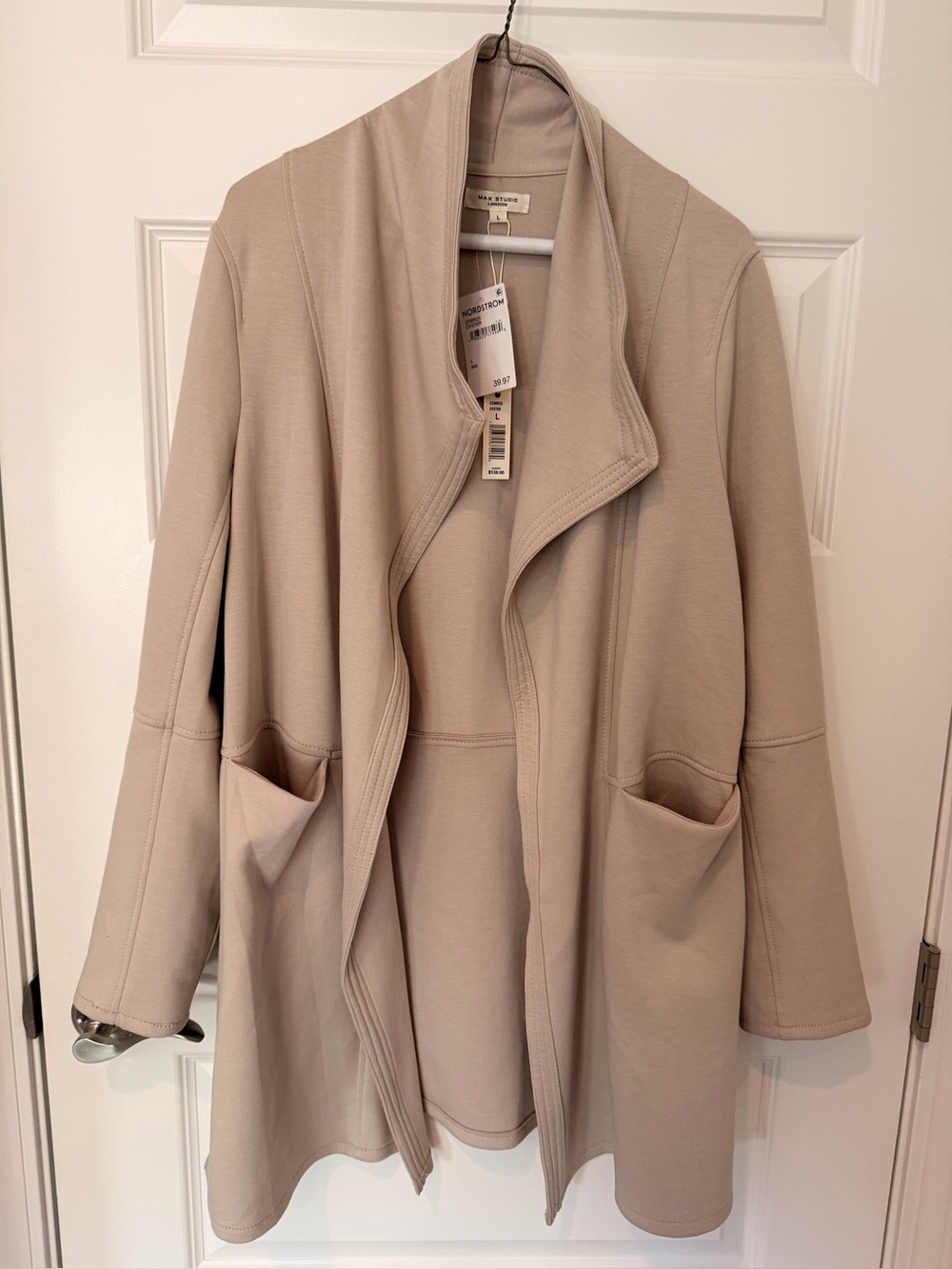 Max Studio Women's beige drape front jacket